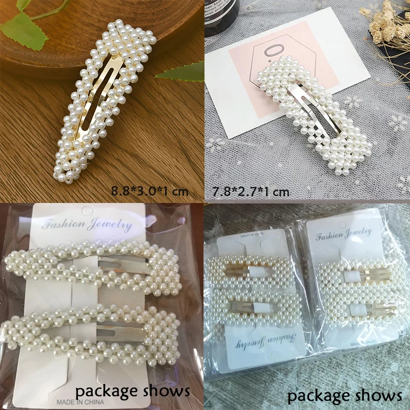 

2 PCs/Sets Fashion Women Girls Pearl Hair Clip Hairband Snap Barrette Stick Hairpin Hair Styling Tools Hair Accessories