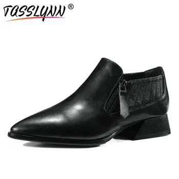 

TASSLYNN 2019 Low Heels Women Pumps Spring Women Shoes High Heel Pointed Toe Square Heels Zipper Pumps Women 34-39 Low (3.5cm)