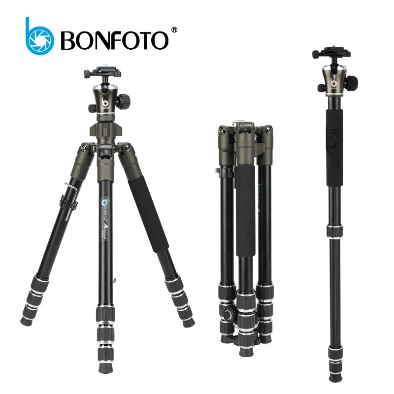 

BONFOTO B671A Travel Aluminum Camera Tripod Light Weight With 1/4" Quick Release Plates Ball Head For Canon Nikon Special Camera