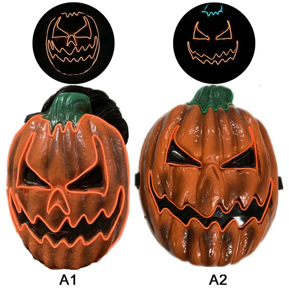 

Halloween Pumpkin Faces Mask EL Glowing Flexible LED Carnival Neon Light for Halloween Special Holiday Party Decoration new