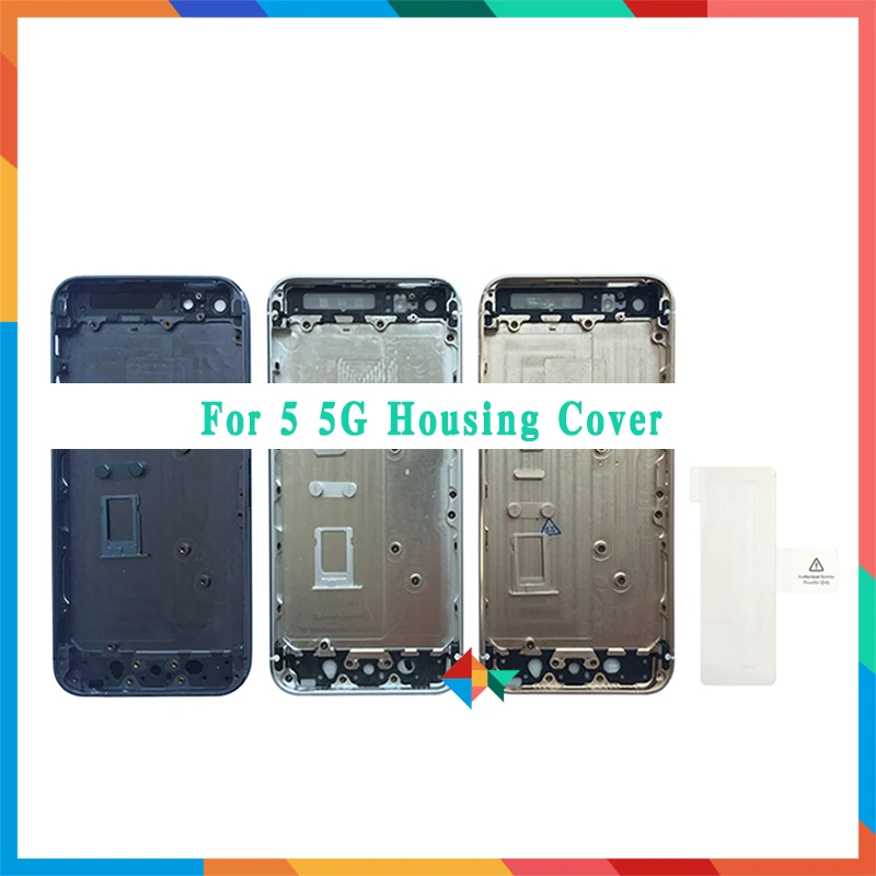 Cena Wysokiej jakości dla iphone 5 5G 5S SE tylna obudowa pokrywa pokrywa baterii obudowa z klapką środkowa rama + naklejka na baterię