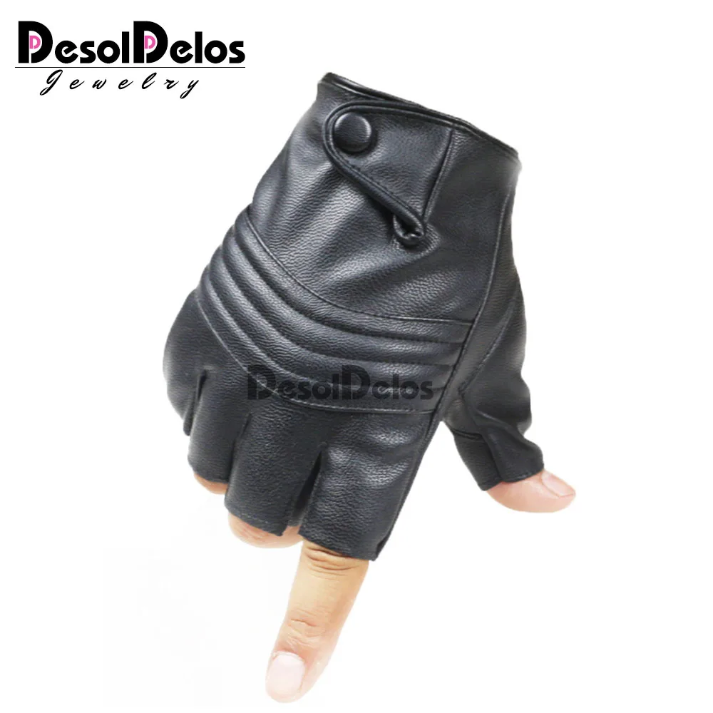 New Style Mens Leather Driving Gloves Fitness Gloves Half Finger Tactical Gloves Black Guantes Luva DropShipping