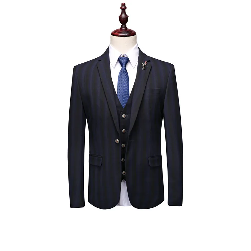 Homme Rayé Gilet Qualité Pantalon Robe ardoisé Ensemble Noir De veste Costumes Le Marié Vêtements Kolmakov Mariage Haute D'affaires Pour Hommes 1ZxSqa