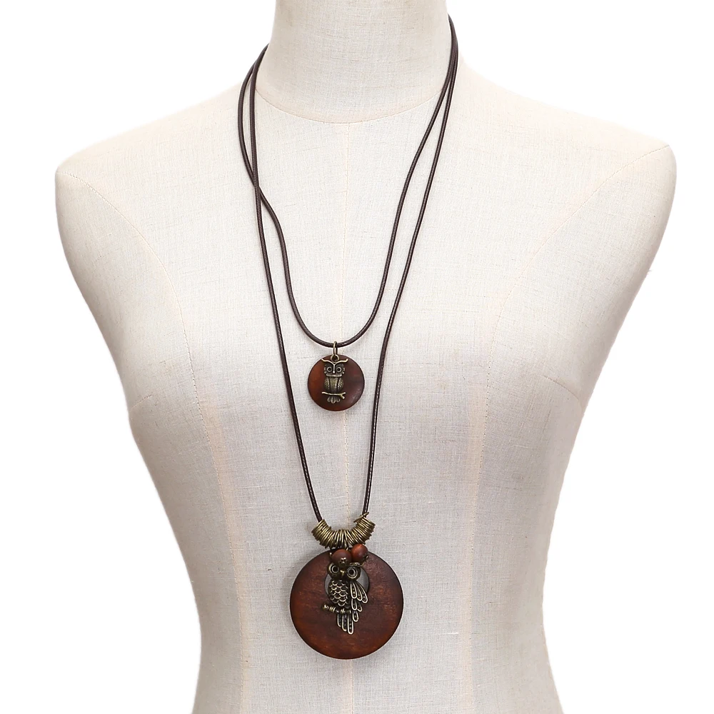 

Fashion Pendant Necklace Retro Antique Copper Animal Owl Charms Metal Pendant Necklace Women Jewelry Clothes Accessorie collares
