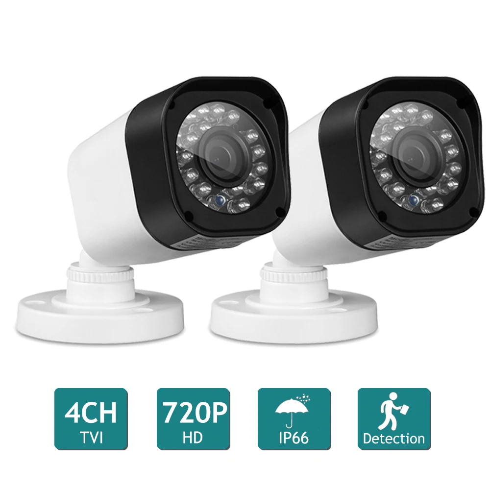 

720P 2PCS Outdoor Waterproof CCTV Camera Night Vision Security Surveillance Set Metal Shell Waterproof Outdoor 720P CCTV Camera