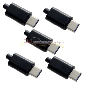 

5set DIY 24pin USB 3.1 Type C USB-C Male Plug Connector SMT type with 3.5mm SR and Housing Cover