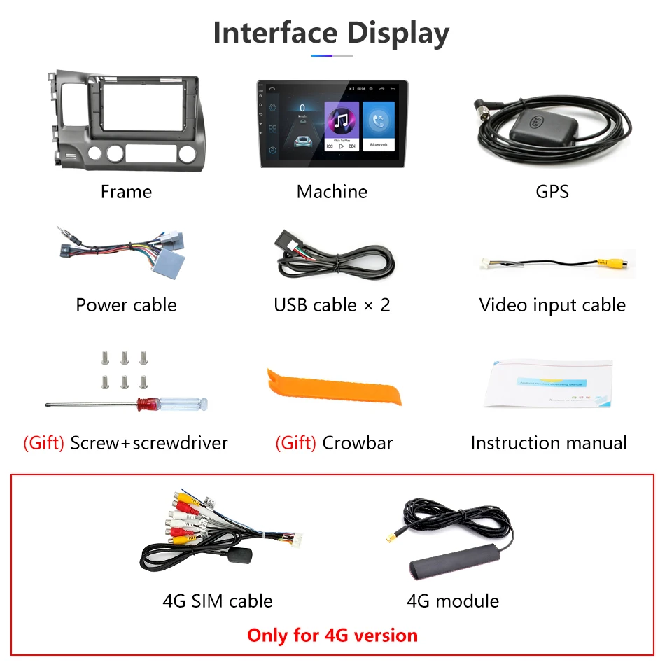 Excellent Vtopek 10" Car Radio for Honda Civic 2005-11 Frame Touch Screen 4G Network WIFI Dedicated connector Rear View Camera Bluetooth 21