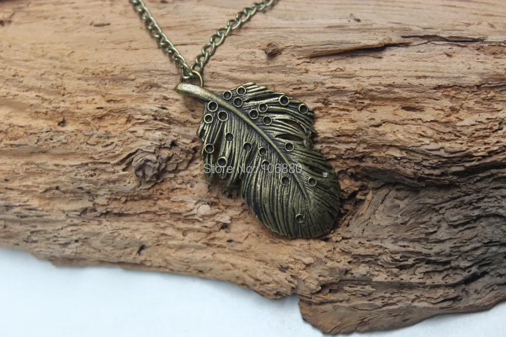 wholesale Retro bronze feather necklace pendant charm unique gift the best for a friend | Украшения и аксессуары