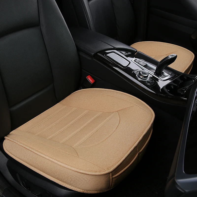 

KKYSYELVA Flax Car Seat Cover Pad for most cars Universal Front Back Auto Seat Covers Black Seat Cushion Interior Accessories