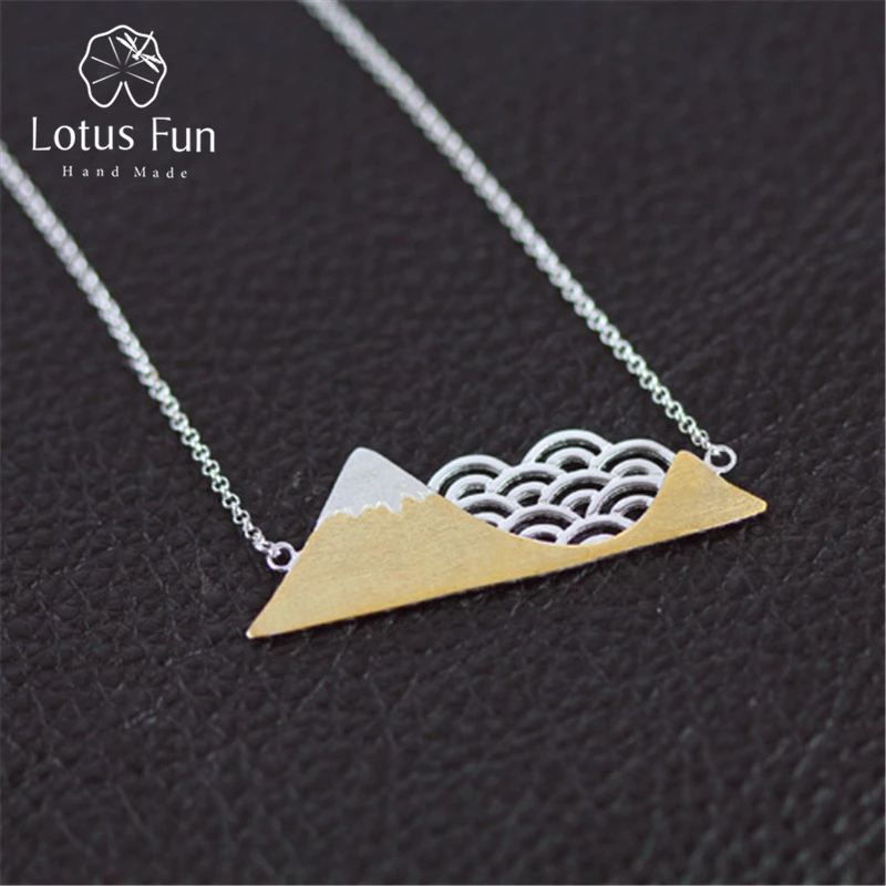 

Lotus Fun Real 925 Sterling Silver Handmade Designer Fine Jewelry Poetic Cloud Mountain Necklace with Pendant for Women Collier