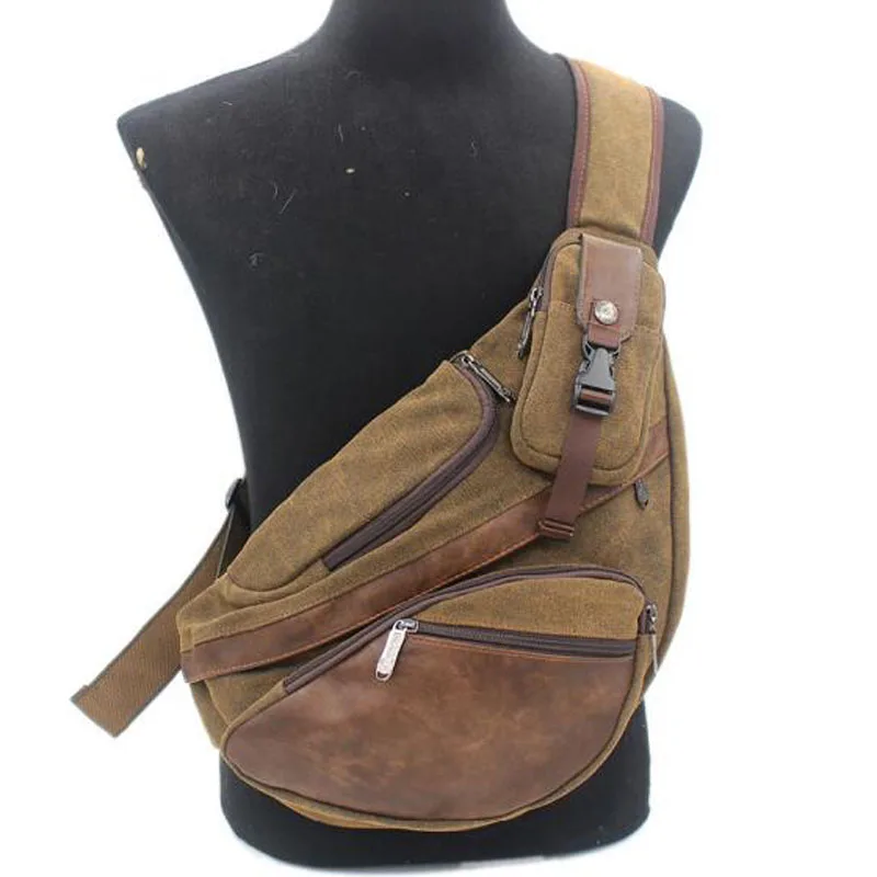 Для мужчин холст слинг груди день Back Pack сумка большая Ёмкость Ретро Креста тела один рюкзак плеча Треугольники сумка