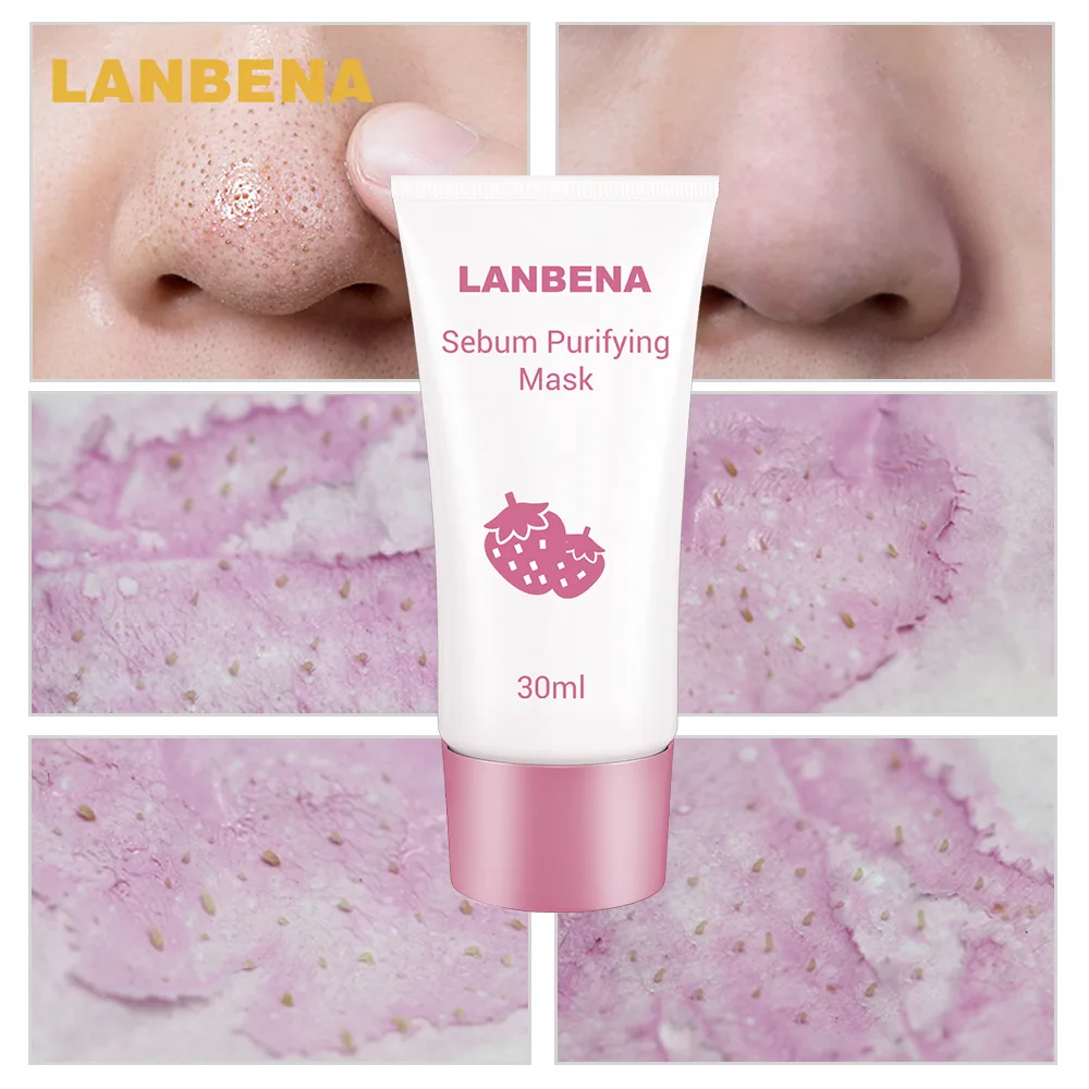 LANBENA Blackhead Remover Nose Mask Strawberry Pore Strip Black Mask Peeling Acne Treatment Oil Control Mask Skin Care TSLM1