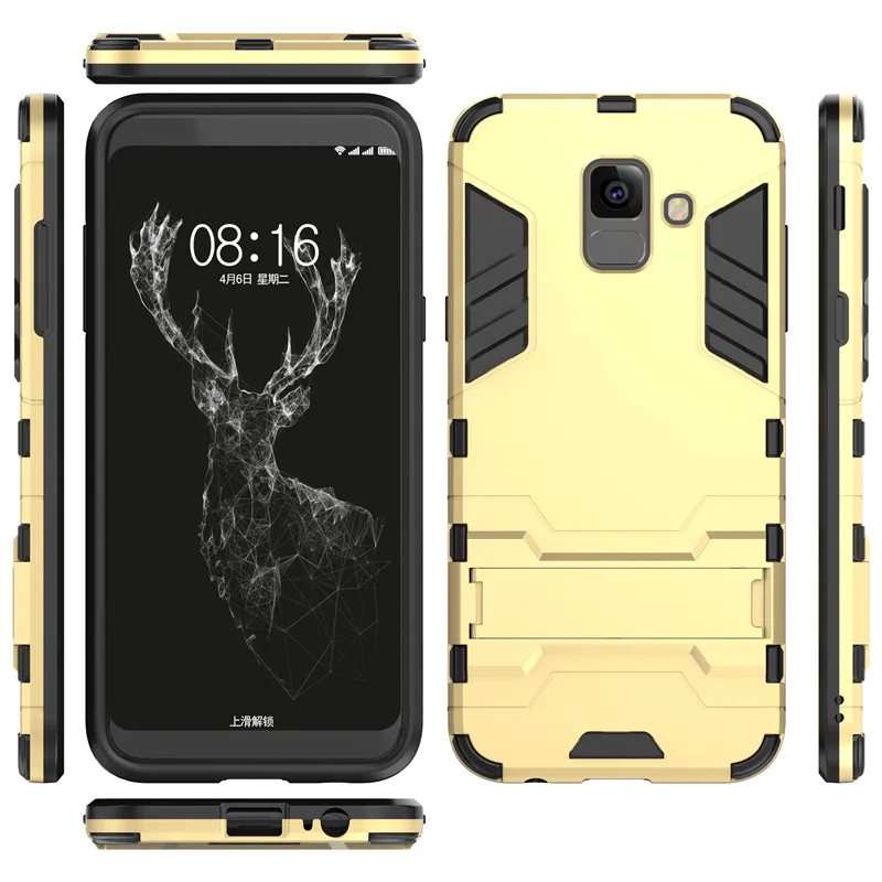 Slim Hard PC+Soft Silicone TPU Rugged Rubber Kickstand Armor Back Case For SAMSUNG Galaxy A6 A6 Plus 2018 Shockproof Cover Capa (38)