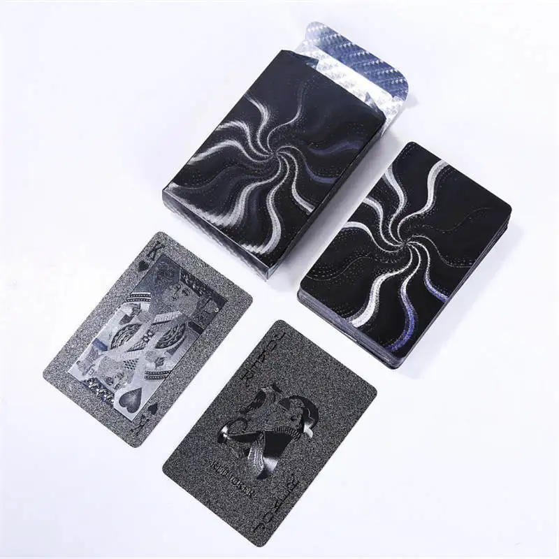 

Waterproof Black Playing Cards Plastic Cards Collection Black Diamond Poker Cards Creative Gift Standard Playing Cards