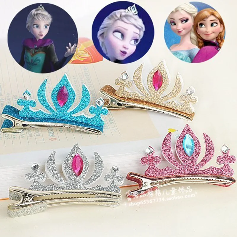 

Cute hair clip for kids children headwear Ice romance Elsa Princess crown hairgrips barrettes sequins hairpin hair accessories