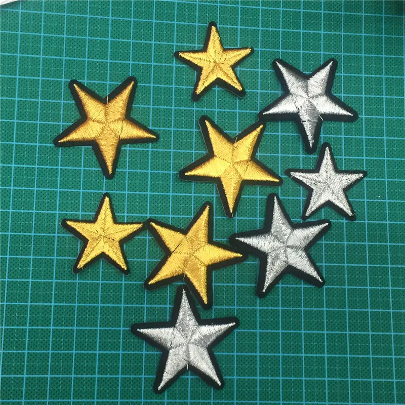 48pcs Gold and silver Star Embroidered Badges Patches For Clothing Sticker | Дом и сад