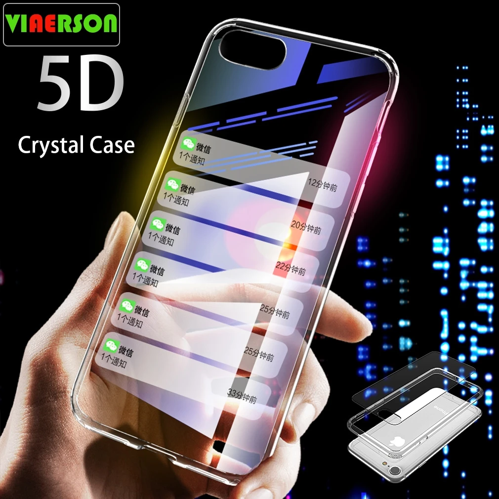 Case For Iphone 7 8 X Plus Soft Silicone + Hard Plastic Phone Bag Cover Crystal HD Transparent Shockproof 5D Coque |