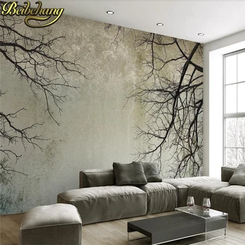 Картинка Beibehang заказ фото обои фрески Высокое качество Винтаж минималистский скандинавском стиле ветви деревьев небо ТВ фон