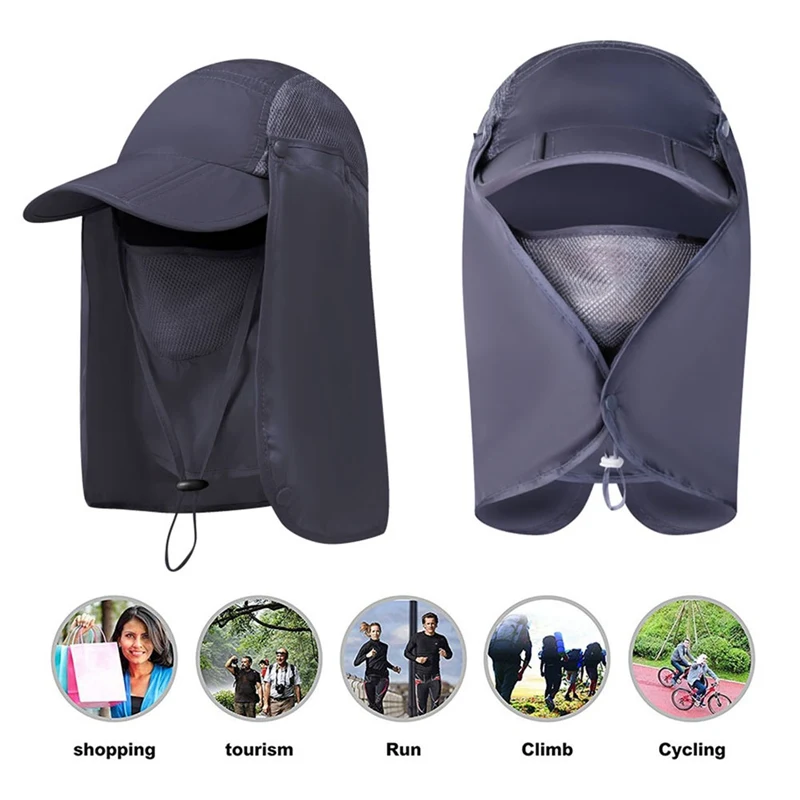 

Outdoor Flap Caps Quick-dry 360 Degree Sunshade UV Protection Packable Foldable Face Mask Ear Neck Cover Hats Sportswear