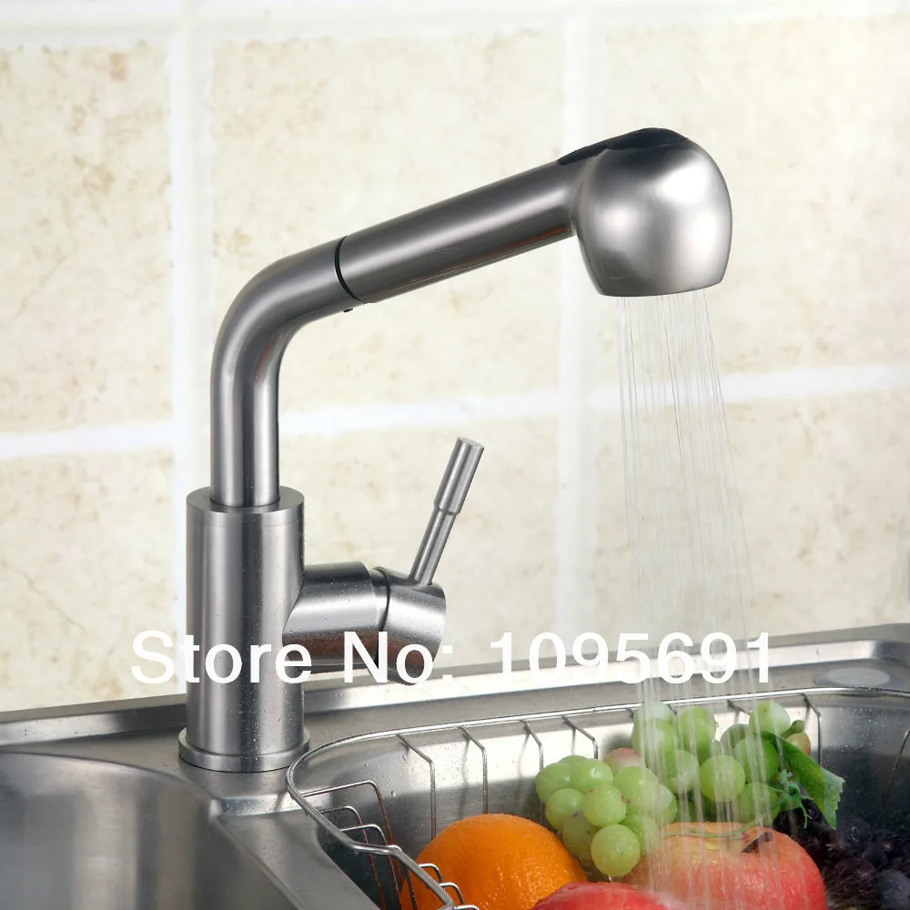 Single Lever SUS 304 Stainless Steel Pull Out Spray Kitchen Faucet