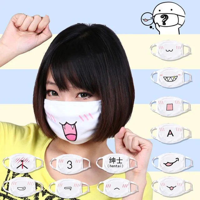 5 шт./лот, милая противопылевая хлопковая маска для губ, аниме, мультяшная Муфельная маска для лица, моющаяся многоразовая модная маска для рта