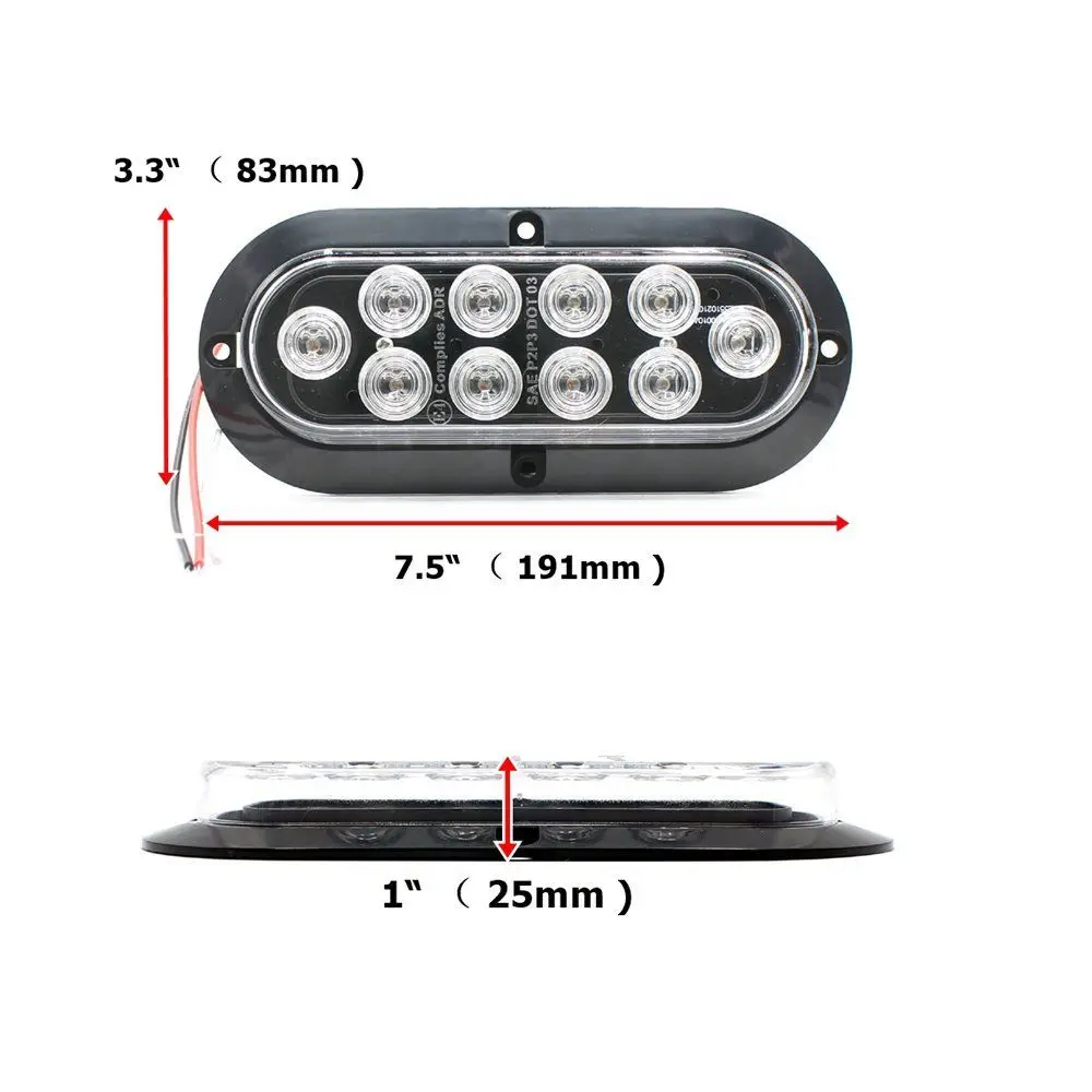 Fuleem 2 шт. 6 дюймов 10 светодиодный поверхностный монтаж овальный белый стоп-сигнал габаритный задний светодиодный светильник 12 в водонепроницаемый