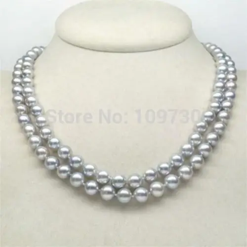 

Jewelr 003889 35inch 9-10MM tahitian silver gray PEARL NECKLACE