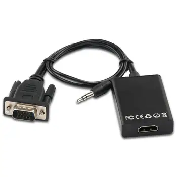 

VGA To HDMI Video Converter Male to Female Transfer Line Audio Power Supply Aluminum Alloy HDMI Digital Cable JQC-Z33