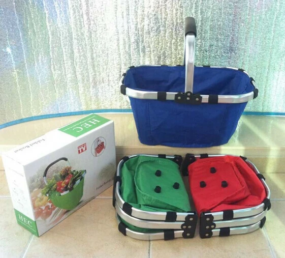 Portable Collapsible Vegetable Market Tote Basket Folding Shopping Bag