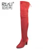 POLALI 2022 New Flock Leather Women Over The Knee Boots Lace Up Sexy High Heels Autumn Woman Shoes Winter Women Boots Size 34-43 ► Photo 2/6