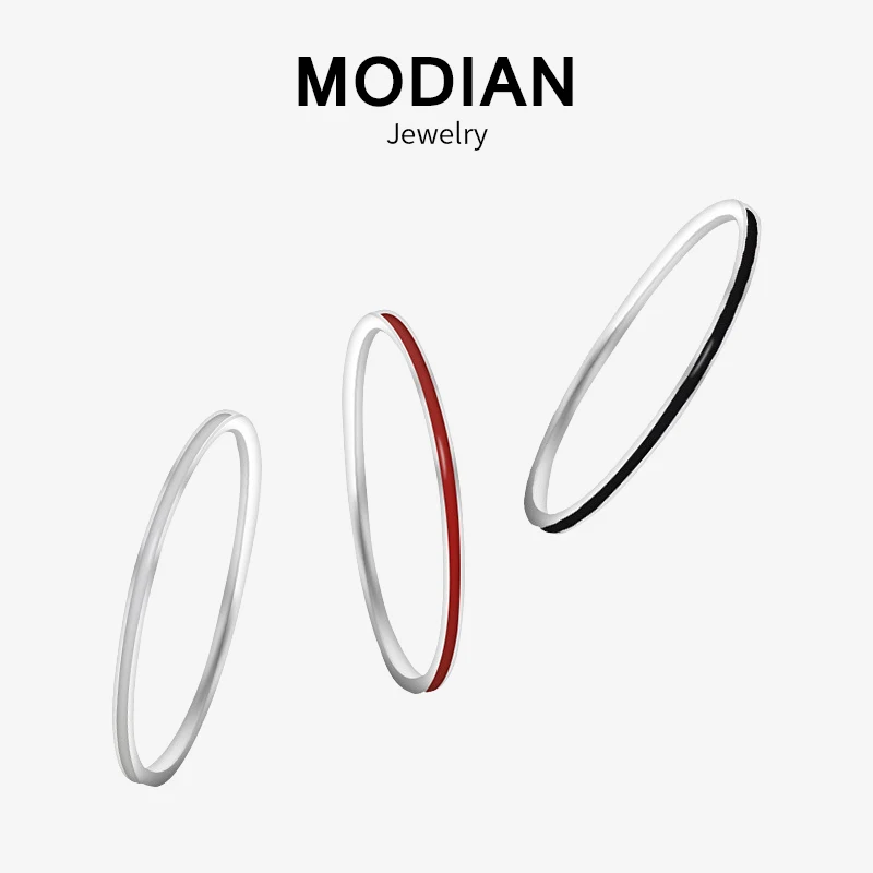 Modian, стиль, 925 пробы, серебряная эмаль, Очаровательные простые кольца на палец, 3 цвета, модные ювелирные изделия для женщин, вечерние серебряные кольца
