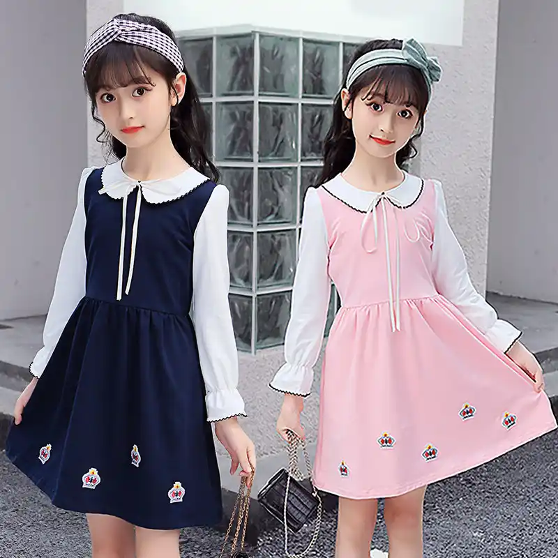 4 5 6 7 8 9 10 11 12 13 Year Old Girls Spring Autumn Dress With Crown Long Sleeve Children Clothing Casual Teenagers Baby Wear Dresses Aliexpress