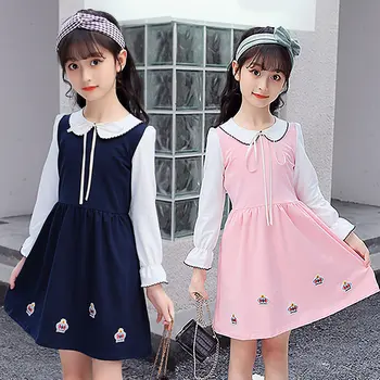 

4 5 6 7 8 9 10 11 12 13 Years Old Girls Spring Autumn Dress With Crown Long Sleeve Children Clothing Casual Teenagers Baby Dress