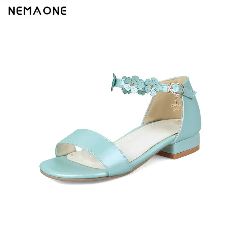 

2019 Summer Elegant Fashion Woman sandals Thick High Heels Sandals Female Block Blue Heels Pumps Lady Chunky Shoes