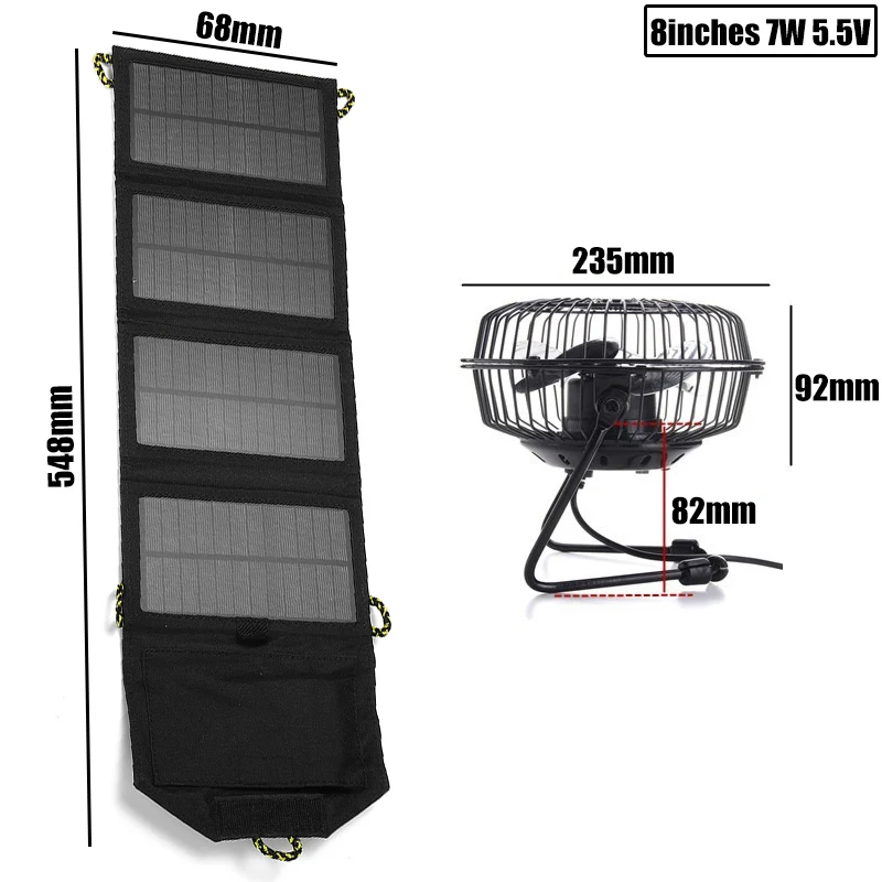 8 дюймов вентилятор охлаждения 12 Вт USB складной солнечной энергии Панель Железный вентилятор для домашнего офиса на открытом воздухе зарядное устройство для мобильного телефона