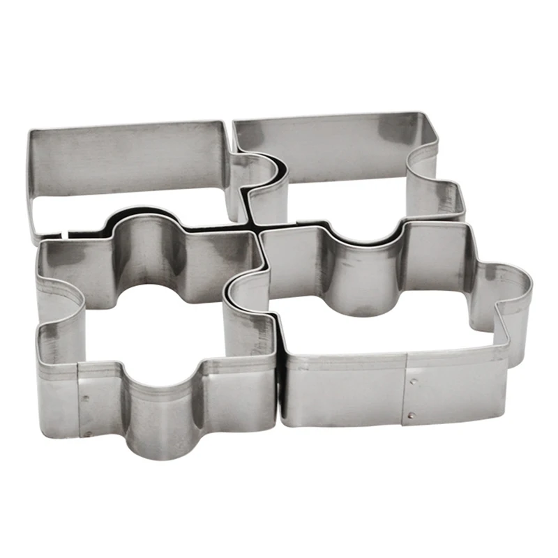 

4-Piece Durable Stainless Steel Biscuit Module Jigsaw Decorating Cake Fondant Cutters Tools Puzzle Cookie Baking Molds CT1109