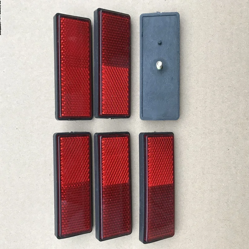 

6XRed Screwed Rectangle Reflectors Camper Trailer RV Caravan Trucks Bus Side Rear/Tail/Signal Reflective Effect Plus 87*32*10mm