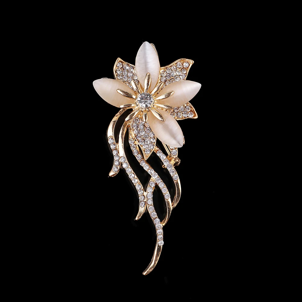 

Classic Women Flower Rhinestone Jewelry Brooch Pin Breastpin Garment Accessories Hijab Scarf Broches Coat Sweater Wedding Clips