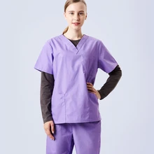 Большие размеры, женский классический скраб с v-образным вырезом, набор для кормления, Униформа, выход, медицинский Повседневный Топ и штаны, больница, одежда для медицинского персонала