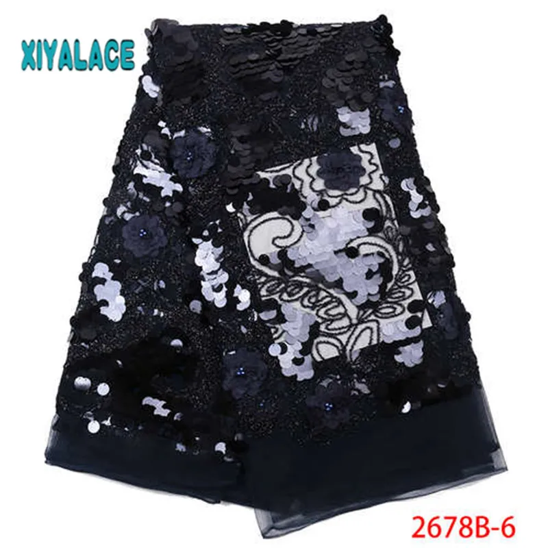 Высокое качество Французский 3D Тюль Африканское кружево с бисером ткань Блестки вышитое кружево в нигерийском стиле ткани для женская одежда YA2678B-1 - Цвет: 2678B-6