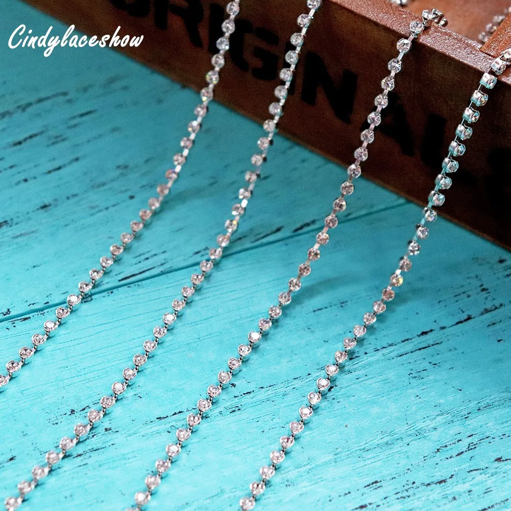 SS16 SS18 4 мм 4.5 со стразами Сеть DIY пришить Silver База плотность отделка кристалл Цепи