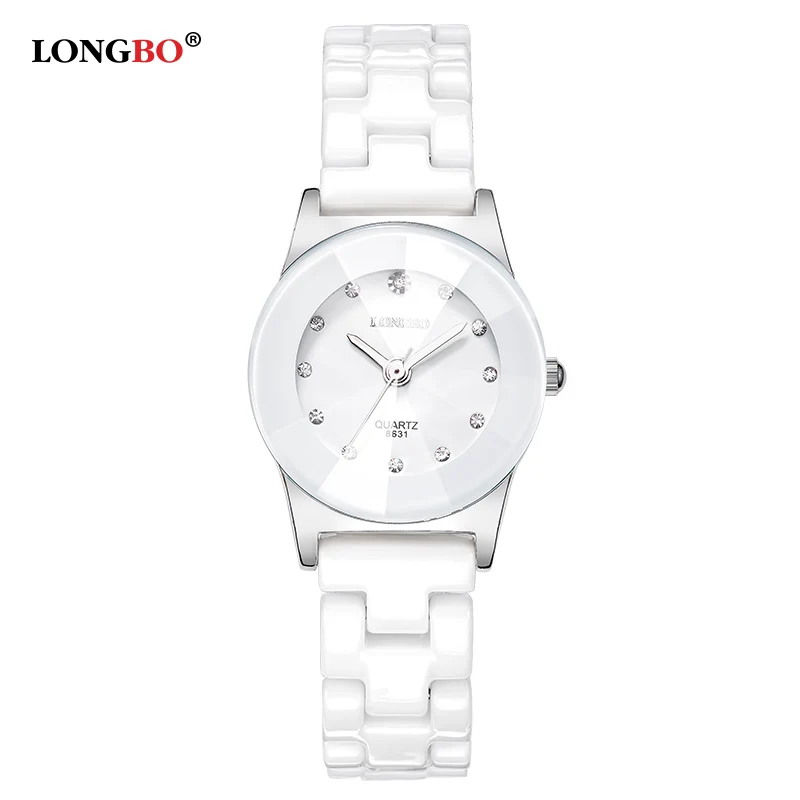 Элитный бренд Longbo мужские и женские керамические часы моды Женева пару часов мужской кварцевые наручные часы Relojes Mujer 8631 - Цвет: Women White