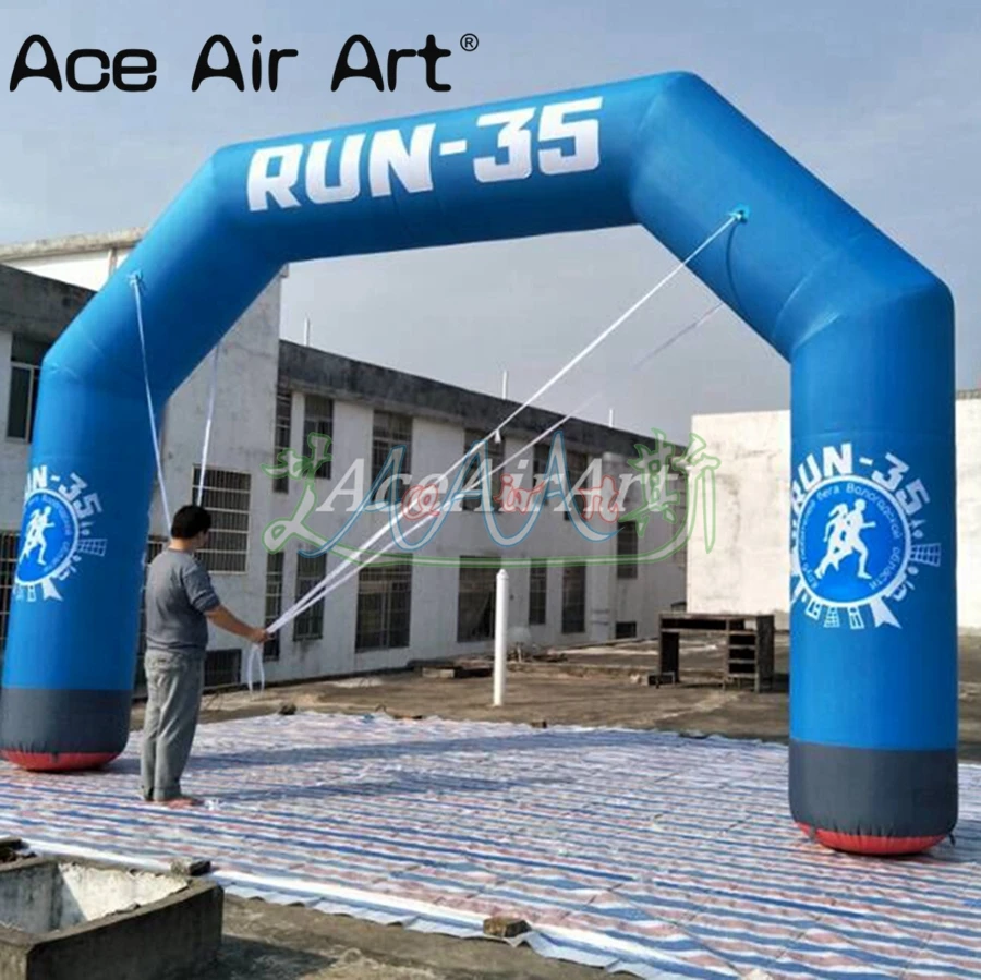 

Top performence blue arch inflatable running start finish line archway,starting point entrance gate with Run-35