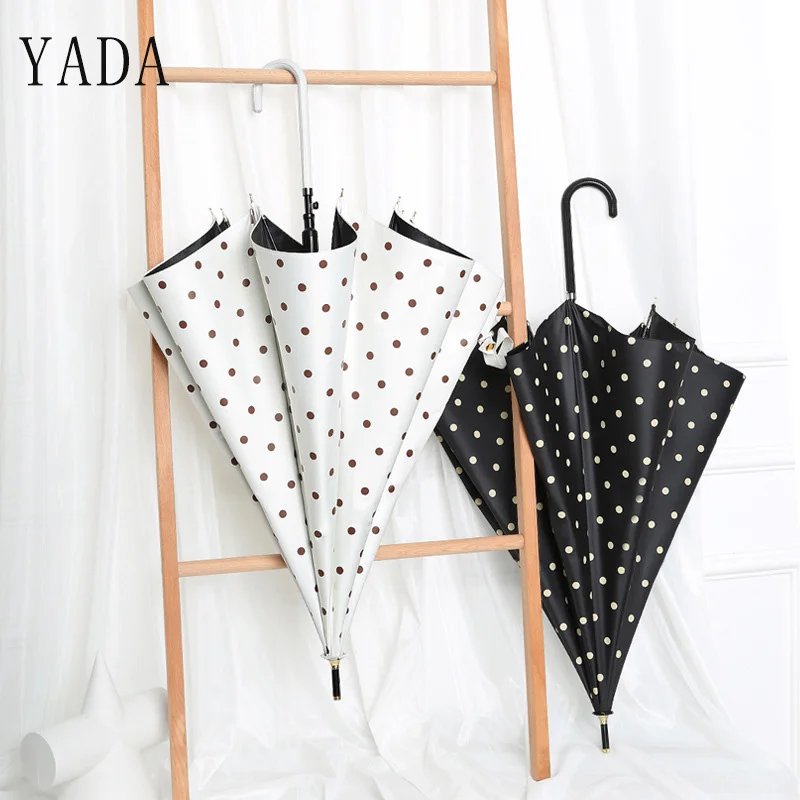 

YADA Long Dot Stripe Umbrella Lattice Automatic Umbrellas For Men Women Strong Rainproof Protection Rain Sun Umbrella Mens YD163