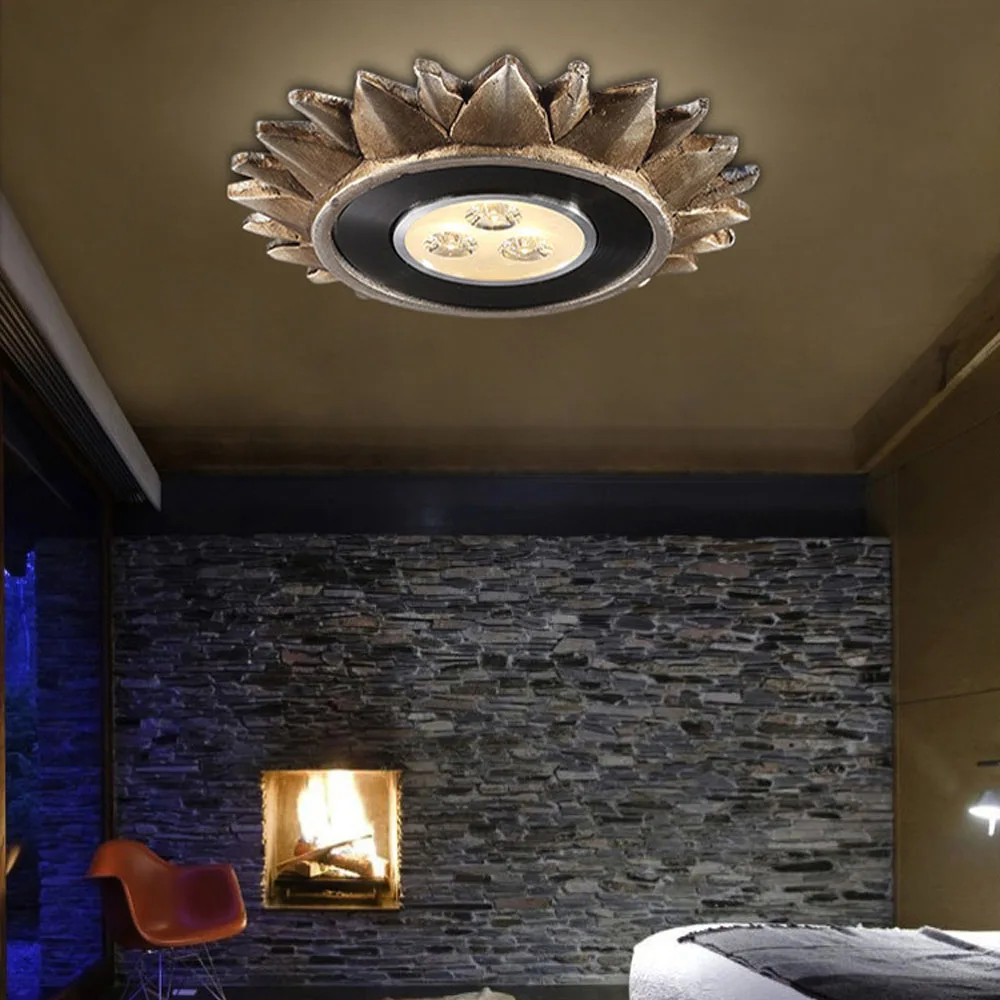 

Bar Iron 3LED Flush Mount Ceiling Light 110V-220V American Retro Style Iron Ceiling Lights Fixtures Stair Light Fixtures