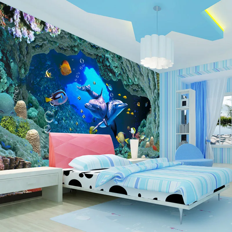 Custom 3D Photo Wallpaper Underwater World Children's Bedroom Living Room Sofa TV Background Wall Covering Mural Wallpaper Roll Custom 3D Photo Wallpaper Underwater World Children's Bedroom Living Room Sofa TV Background Wall Covering Mural Wallpaper Roll