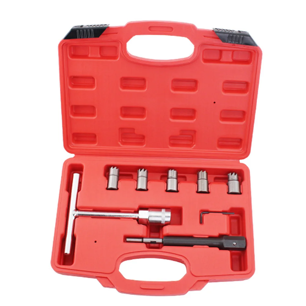 

7pcs/set Diesel Injector Nozzle Seat Cutter Cleaner Tool Set UK Professional Carbon Remover Flat Angled Reamer T Handle Set