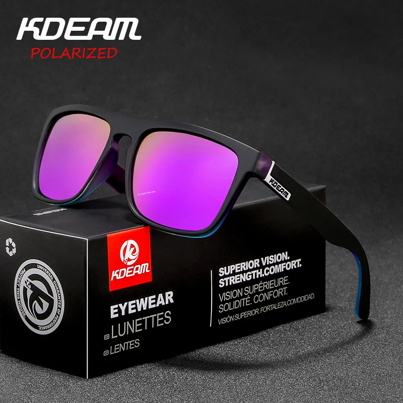 

New arrived KDEAM Mirror Polarized Sunglasses Men Square Sport Sun Glasses Women UV gafas de sol Metal hinge UV400 KD156