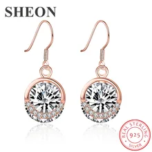 SHEON Casual Fashion Style 925 Sterling Silver Dazzling Round Zircon Drop Earrings For Women Sterling Silver Earrings Jewelry SHEON Casual Fashion Style 925 Sterling Silver Dazzling Round Zircon Drop Earrings For Women Sterling Silver Earrings Jewelry