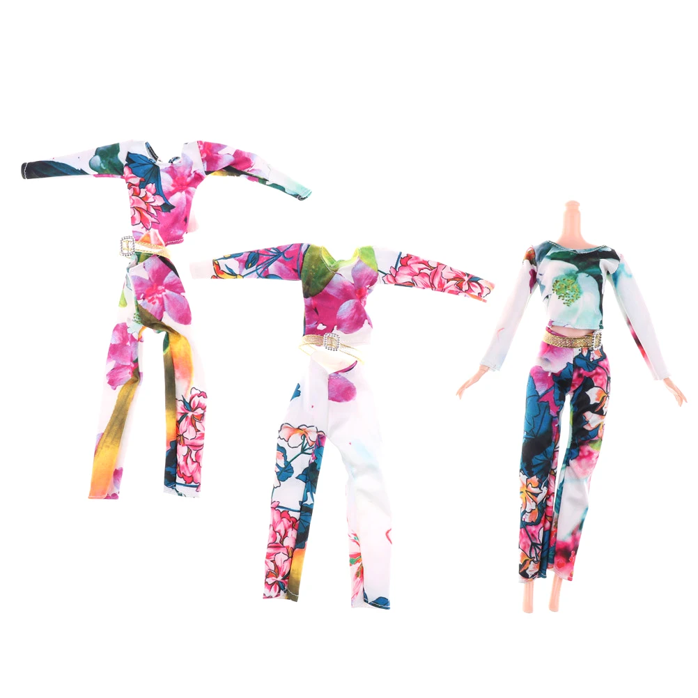 1 Set Doll outfit Print Flower Long trousers + Tops Fashional Design Handmade Party Outfit For 28CM-30CM | Игрушки и хобби
